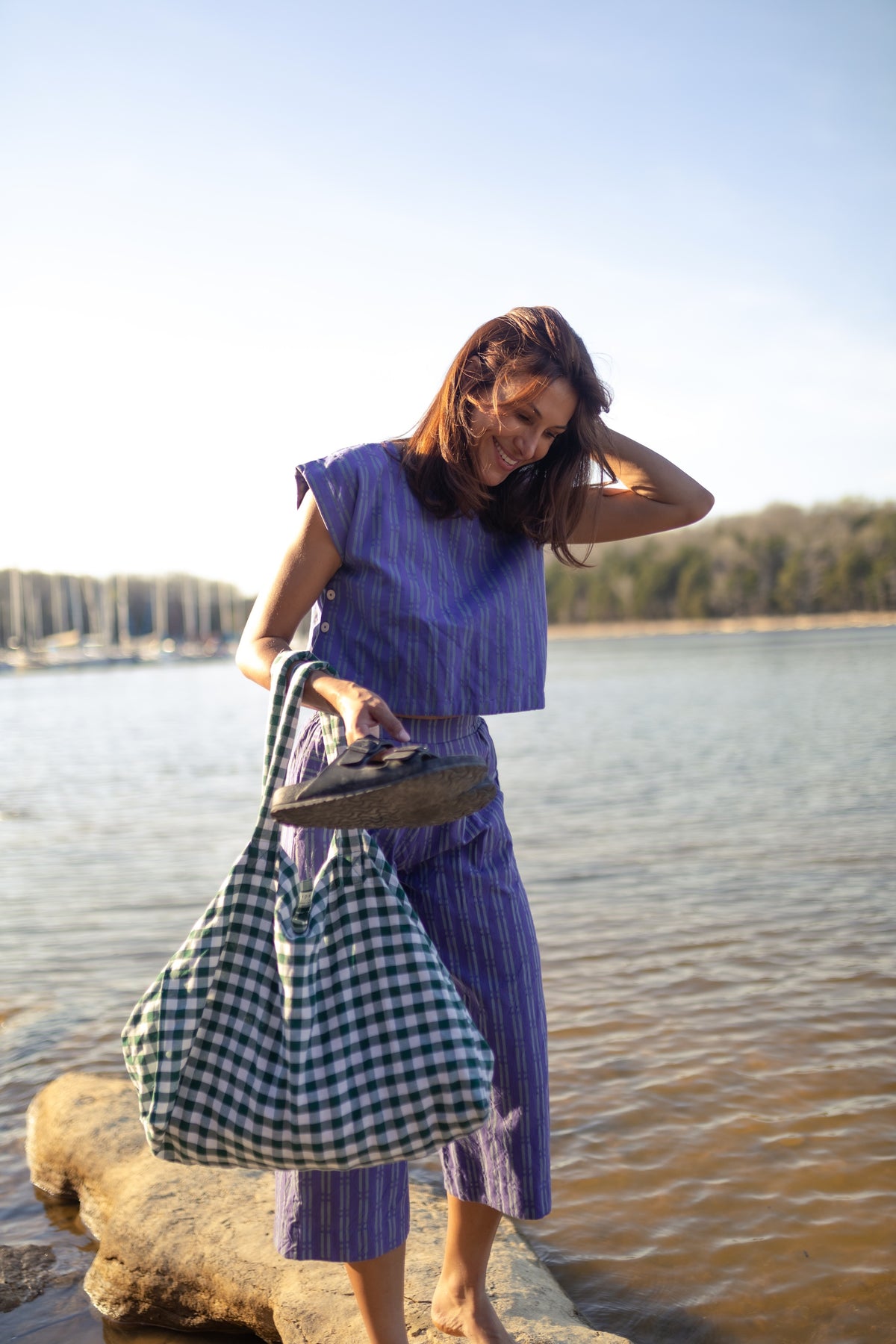 Sage Gingham Giada Bag