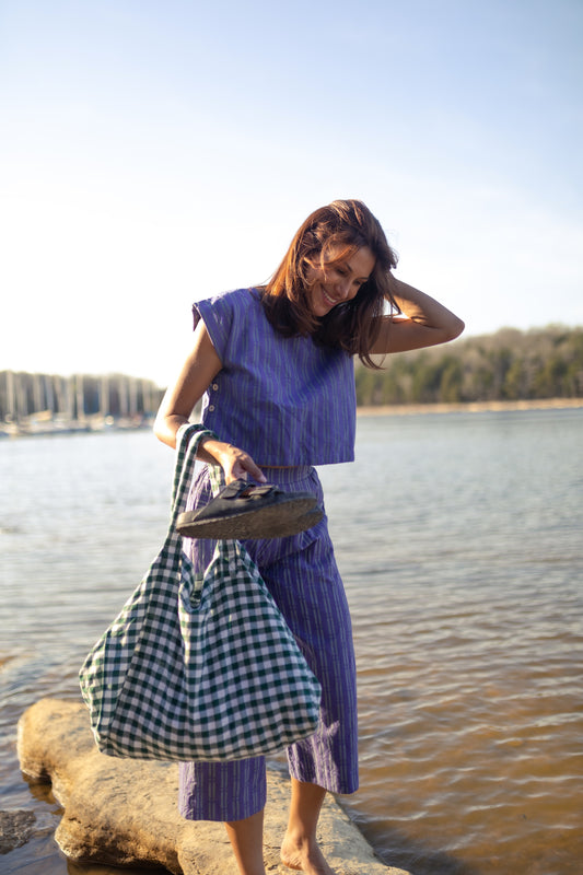 Dark Green Gingham Giada Bag