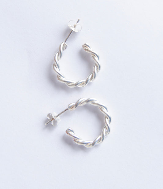 Silver Twisted Hoops