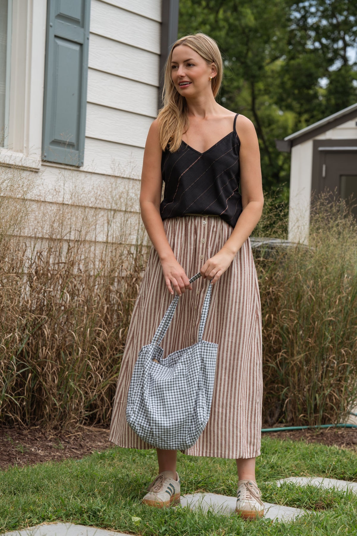 Sage Gingham Easy Tote