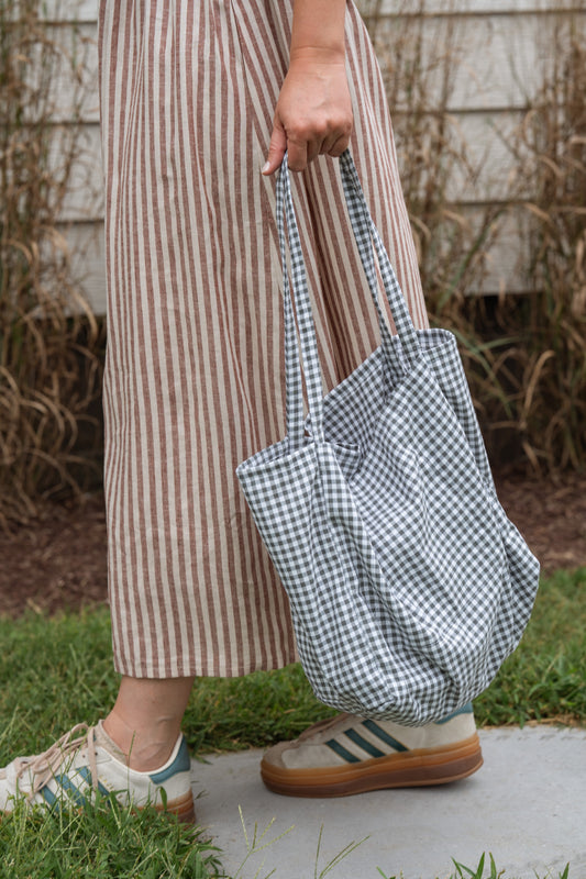 Sage Gingham Easy Tote