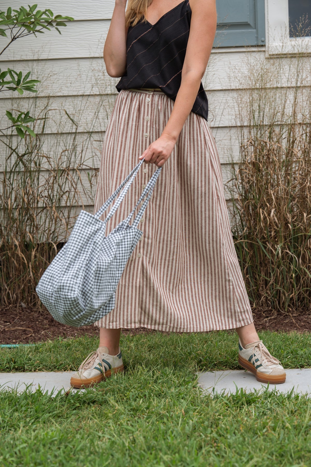 Sage Gingham Easy Tote