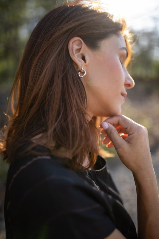 Silver Twisted Hoops