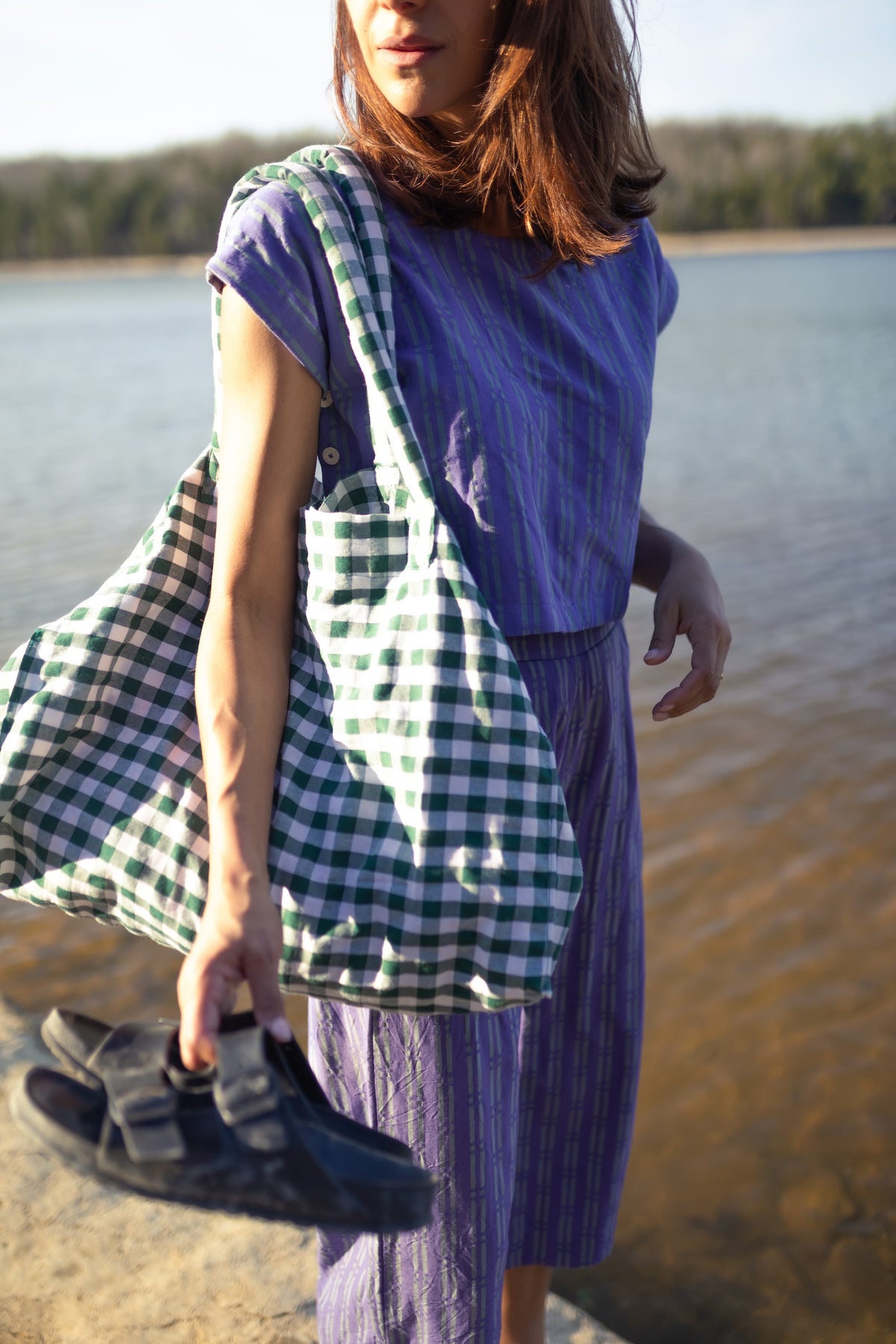 Dark Green Gingham Giada Bag