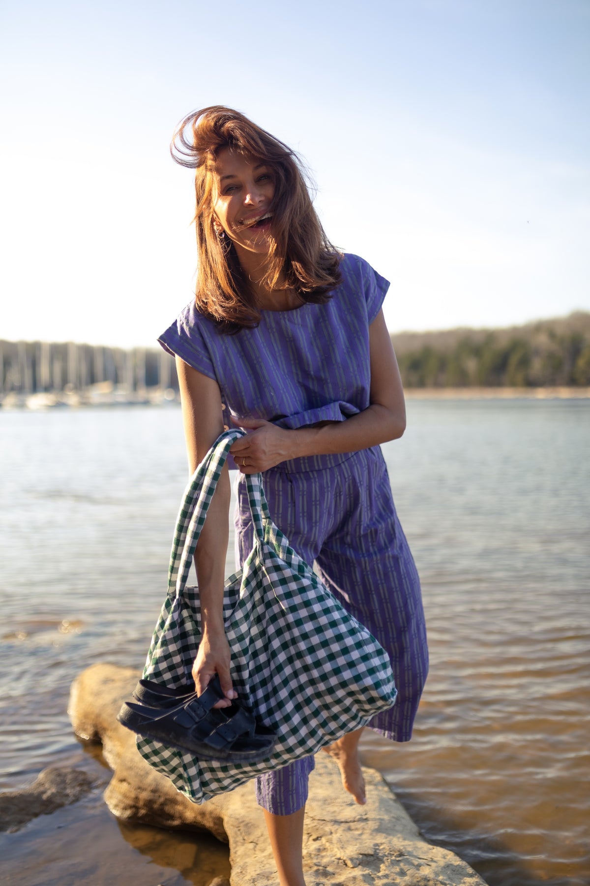 Dark Green Gingham Giada Bag