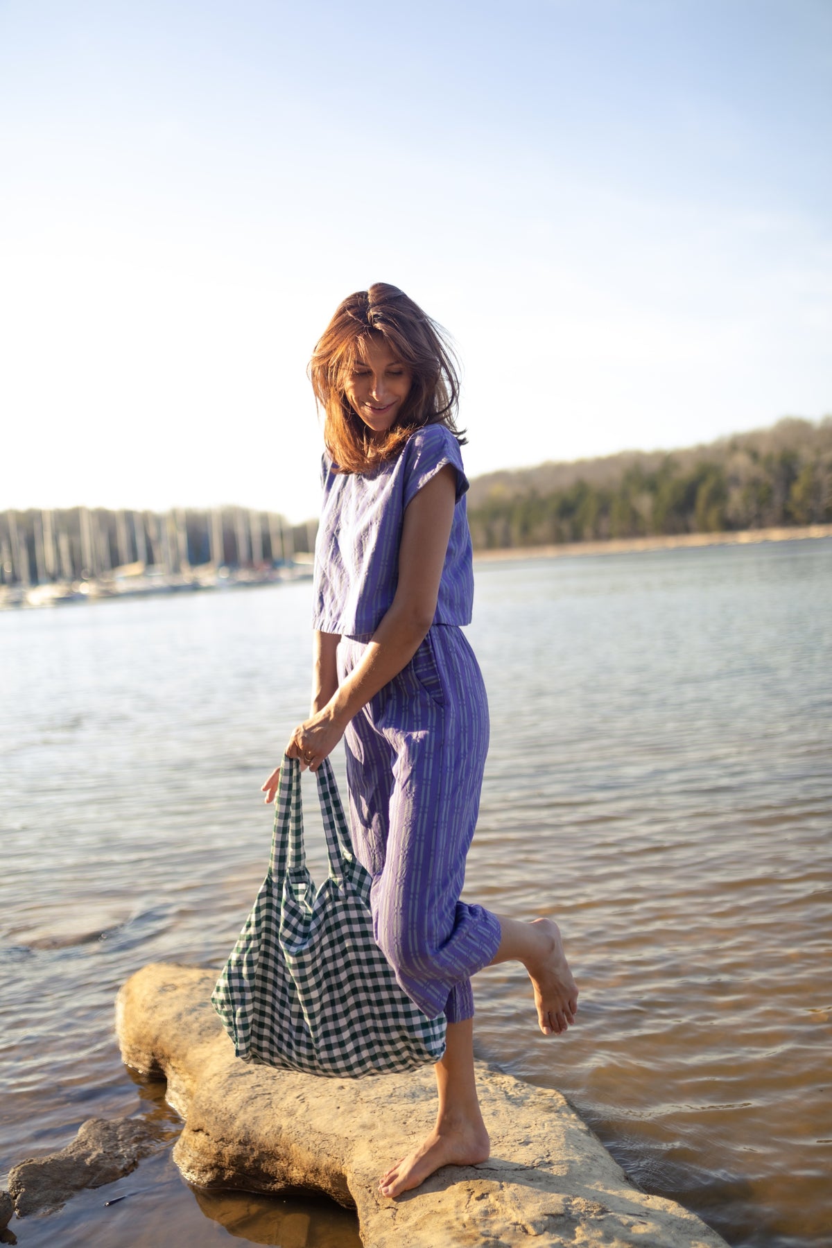 Dark Green Gingham Giada Bag