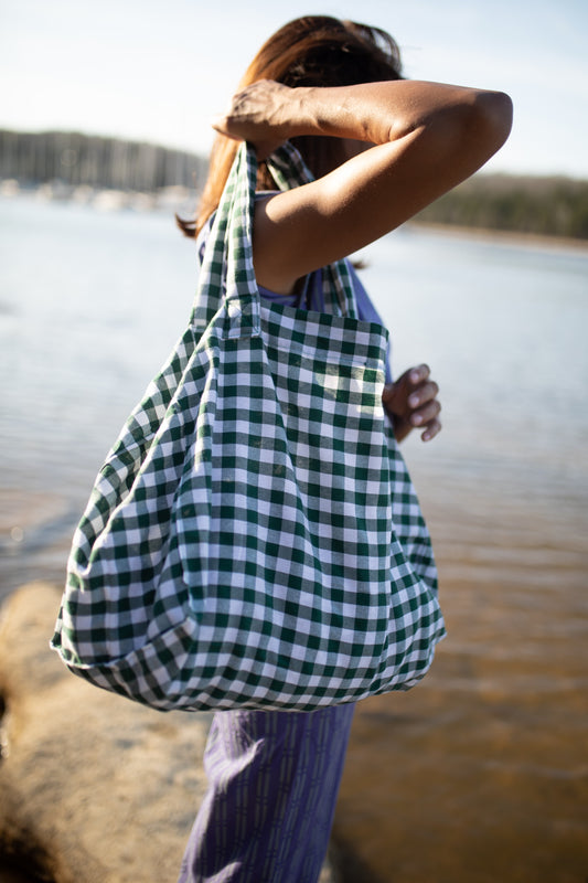 Dark Green Gingham Giada Bag