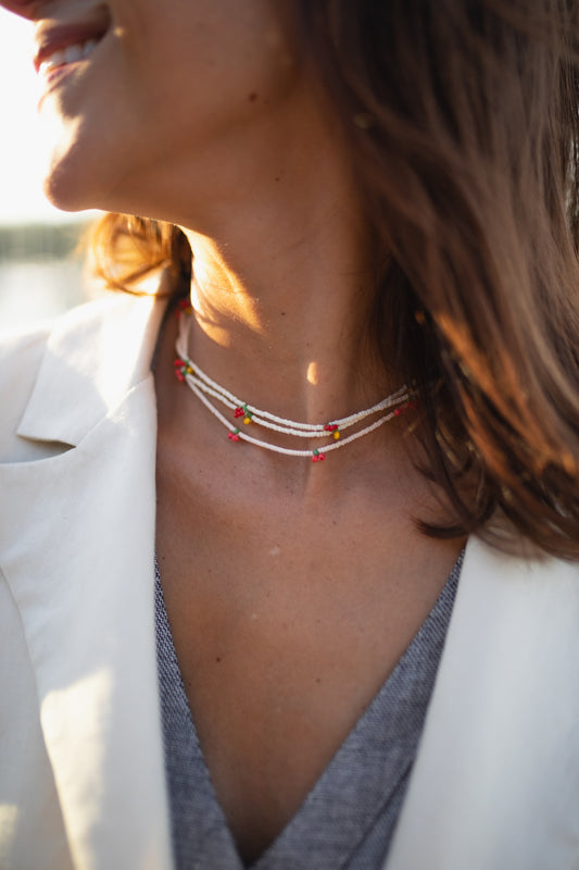 Glass Beaded Fruit Necklace and Choker