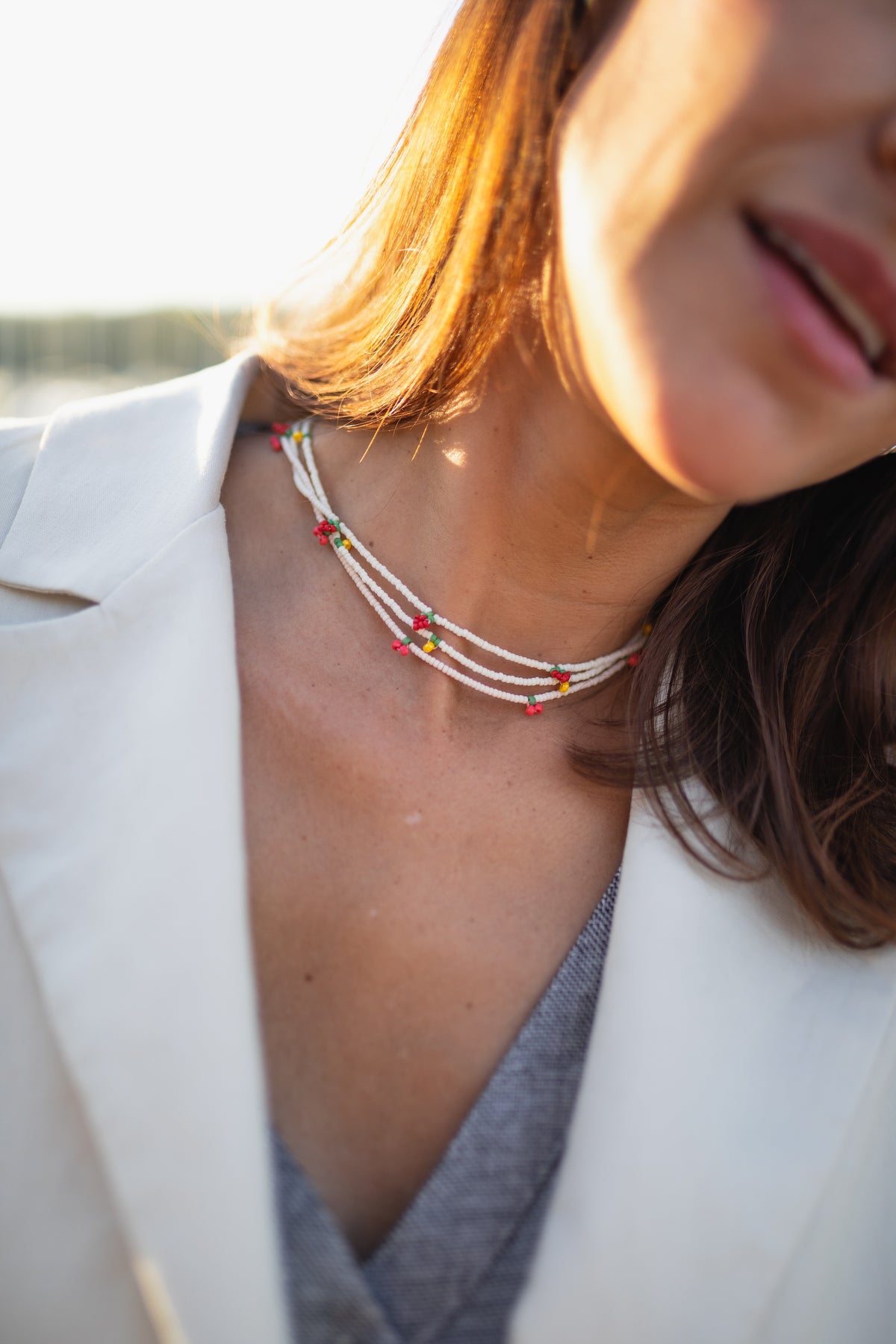Glass Beaded Fruit Necklace and Choker